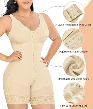 Fajas Colombianas Shapewear for Women Tummy Control Post Surgery Full Body Shaper Butt Lifter with Zipper Crotch